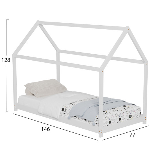 Κρεβατι παιδικο pepe hm678.03 τ.montessori ξυλο πευκο λευκο- 140x70εκ **