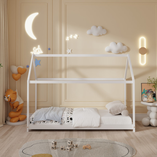 Κρεβατι παιδικο pepe hm678.03 τ.montessori ξυλο πευκο λευκο- 140x70εκ **