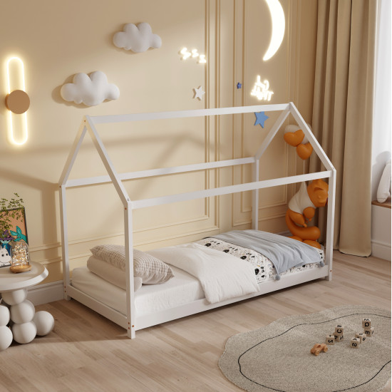 Κρεβατι παιδικο pepe hm678.03 τ.montessori ξυλο πευκο λευκο- 140x70εκ **
