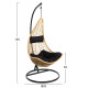 Κρεμαστη πολυθρονα φωλια millie hm5996.04 μεταλλο μαυρο-συνθ.rattan μπεζ φ95x195υεκ. **