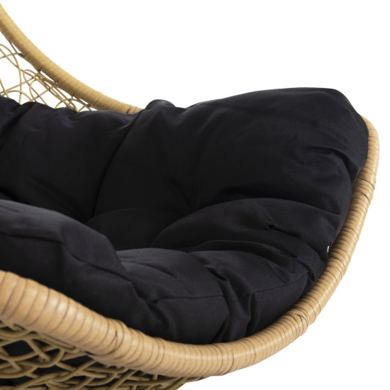 Κρεμαστη πολυθρονα φωλια millie hm5996.04 μεταλλο μαυρο-συνθ.rattan μπεζ φ95x195υεκ. **