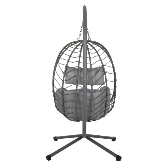 Κρεμαστη πολυθρονα φωλια millie hm5997.10 μεταλλο-συνθ.rattan γκρι 90x75x190υεκ. **