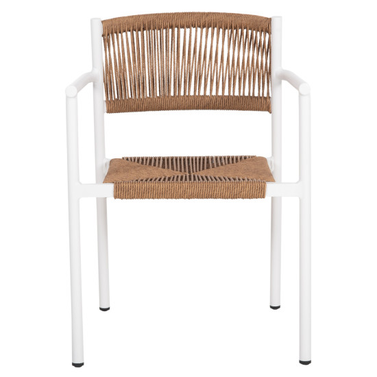 Πολυθρονα αλουμινιου ster hm5786.11 λευκη-συνθ.rattan μπεζ 55,5x53x78υεκ. **