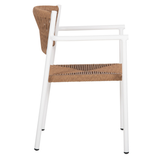 Πολυθρονα αλουμινιου ster hm5786.11 λευκη-συνθ.rattan μπεζ 55,5x53x78υεκ. **