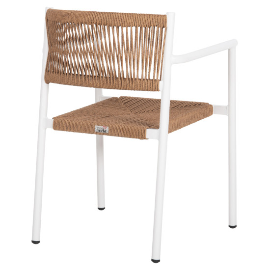 Πολυθρονα αλουμινιου ster hm5786.11 λευκη-συνθ.rattan μπεζ 55,5x53x78υεκ. **