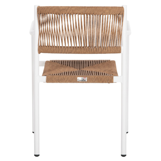 Πολυθρονα αλουμινιου ster hm5786.11 λευκη-συνθ.rattan μπεζ 55,5x53x78υεκ. **