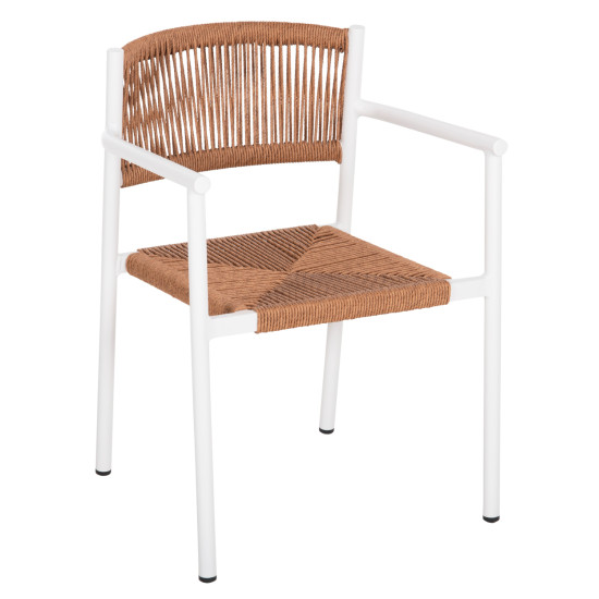 Πολυθρονα αλουμινιου ster hm5786.11 λευκη-συνθ.rattan μπεζ 55,5x53x78υεκ. **