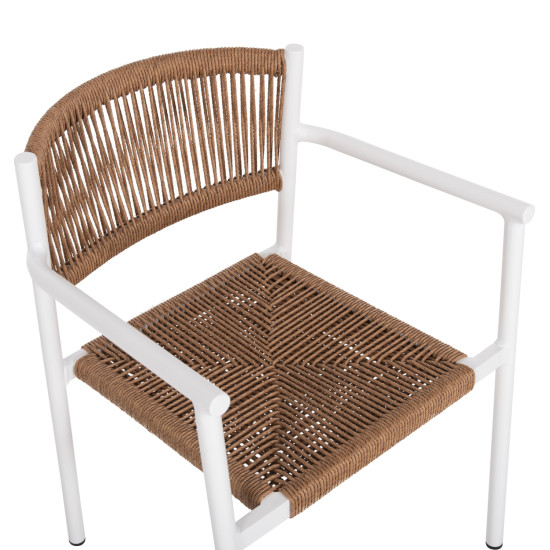 Πολυθρονα αλουμινιου ster hm5786.11 λευκη-συνθ.rattan μπεζ 55,5x53x78υεκ. **