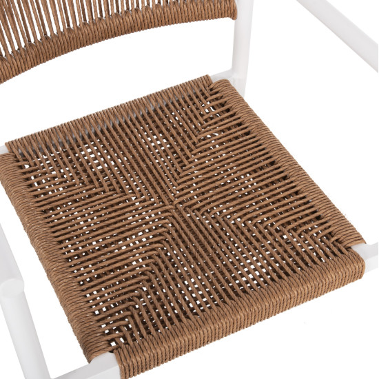 Πολυθρονα αλουμινιου ster hm5786.11 λευκη-συνθ.rattan μπεζ 55,5x53x78υεκ. **