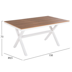 Τραπεζι αλουμινιου ορθογωνιο tawnee hm6037.02 λευκο-polywood φυσικο 150x89,5x73υεκ **