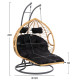 Διπλη κρεμαστη φωλια me υποποδιο gracie hm5754.02 μπεζ συνθ.rattan-γκρι μεταλ.σκελετοσ φ120x200υεκ **