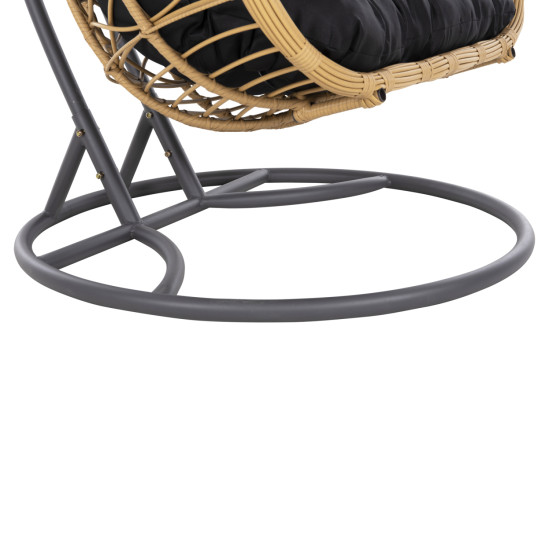 Διπλη κρεμαστη φωλια me υποποδιο gracie hm5754.02 μπεζ συνθ.rattan-γκρι μεταλ.σκελετοσ φ120x200υεκ **