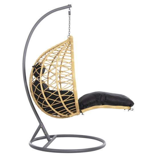 Μονη κρεμαστη φωλια me υποποδιο gracie hm5755.02 μπεζ συνθ.rattan-γκρι μεταλ.σκελετοσ φ104x200υεκ **