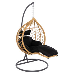 Μονη κρεμαστη φωλια me υποποδιο gracie hm5755.02 μπεζ συνθ.rattan-γκρι μεταλ.σκελετοσ φ104x200υεκ **