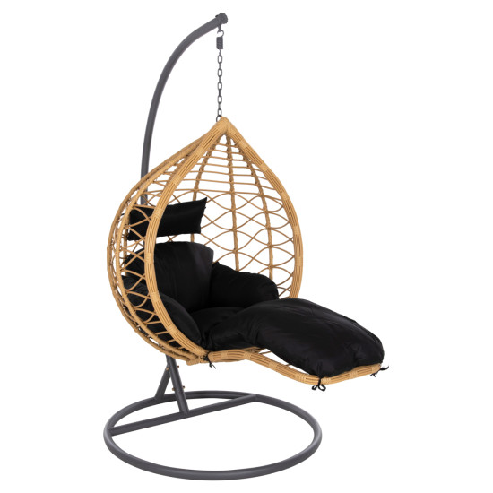 Μονη κρεμαστη φωλια me υποποδιο gracie hm5755.02 μπεζ συνθ.rattan-γκρι μεταλ.σκελετοσ φ104x200υεκ **