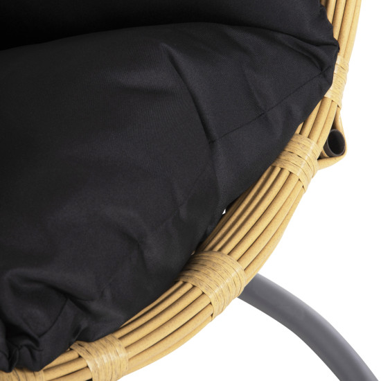 Μονη κρεμαστη φωλια me υποποδιο gracie hm5755.02 μπεζ συνθ.rattan-γκρι μεταλ.σκελετοσ φ104x200υεκ **