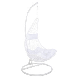 Κρεμαστη πολυθρονα φωλια millie hm5996.03 μεταλλο-συνθ.rattan λευκο φ95x195υεκ. **