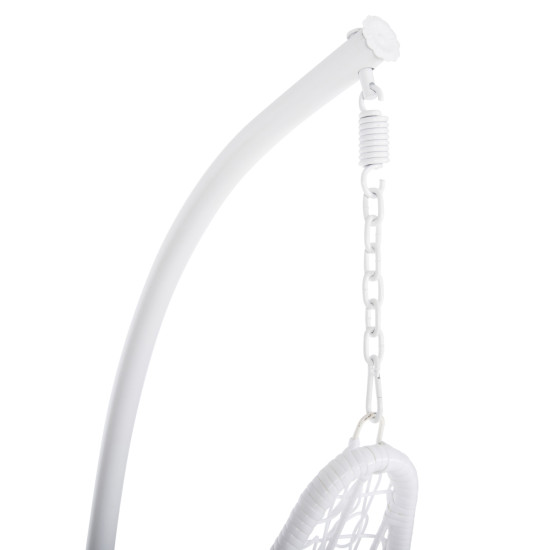 Κρεμαστη πολυθρονα φωλια millie hm5996.03 μεταλλο-συνθ.rattan λευκο φ95x195υεκ. **