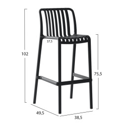 Σκαμπο bar πολυπροπυλενιου convee hm6098.02 μαυρο 38,5x49,5x102υεκ. **