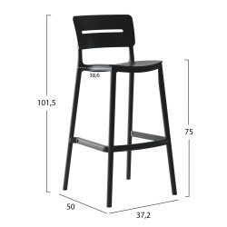 Σκαμπο bar πολυπροπυλενιου snod2 hm6100.02 μαυρο 37,2x50x101,5υεκ. **
