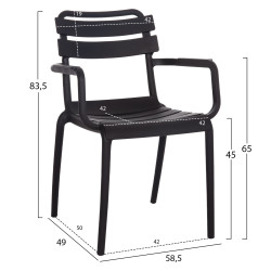 Πολυθρονα πολυπροπυλενιου philly hm6123.02 μαυρο 58.5x49x83.5υεκ. **