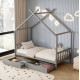 Κρεβατι παιδικο klarice hm680.05 τ.montessori-2 συρταρια- ξυλο πευκου γκρι-190x90εκ **