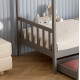 Κρεβατι παιδικο klarice hm680.05 τ.montessori-2 συρταρια- ξυλο πευκου γκρι-190x90εκ **