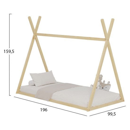 Κρεβατι παιδικο munk hm681.01 τ.montessori μασιφ ξυλο πευκου φυσικο- 190x90εκ **