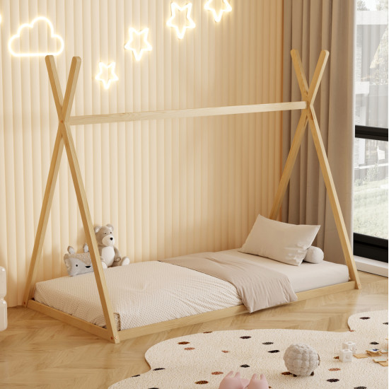 Κρεβατι παιδικο munk hm681.01 τ.montessori μασιφ ξυλο πευκου φυσικο- 190x90εκ **