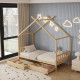 Κρεβατι παιδικο klarice hm680.01 τ.montessori-2 συρταρια-ξυλο πευκο φυσικο-190x90εκ **
