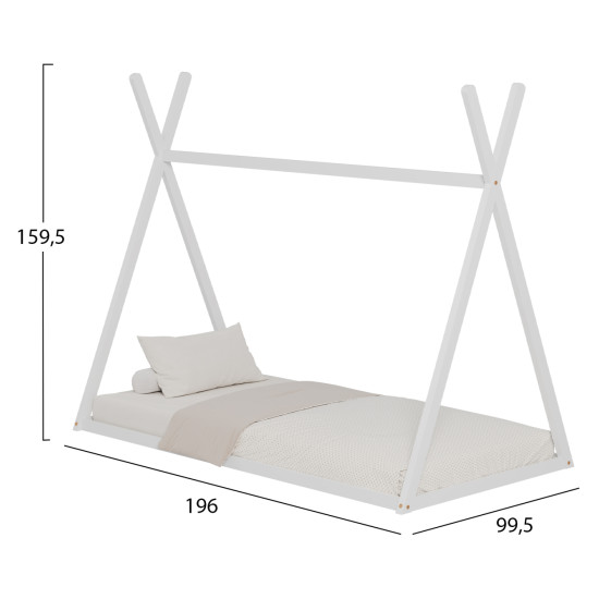 Κρεβατι παιδικο munk hm681.03 τ.montessori μασιφ ξυλο πευκου λευκο- 190x90εκ **