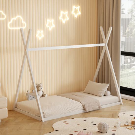 Κρεβατι παιδικο munk hm681.03 τ.montessori μασιφ ξυλο πευκου λευκο- 190x90εκ **