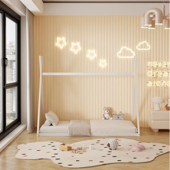 Κρεβατι παιδικο munk hm681.03 τ.montessori μασιφ ξυλο πευκου λευκο- 190x90εκ **