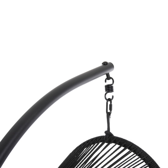 Κρεμαστη φωλια ruler hm6083 μαυρο μεταλλο και συνθ.rattan-γκρι μαξιλαρι 120x110x190υ **