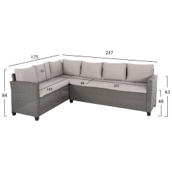Σετ σαλονι γωνια & τραπεζι carson hm6078.01 γκρι συνθ.rattan-μαξιλαρια **