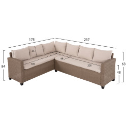 Σετ σαλονι γωνια & τραπεζι carson hm6078.02 μοκα συνθ.rattan-μαξιλαρια **