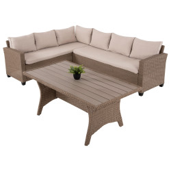 Σετ σαλονι γωνια & τραπεζι carson hm6078.02 μοκα συνθ.rattan-μαξιλαρια **