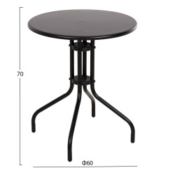 Τραπεζι εξ.χωρου στρογγυλο lino hm5973.03 μεταλλικο μαυρο φ60x70υεκ. **