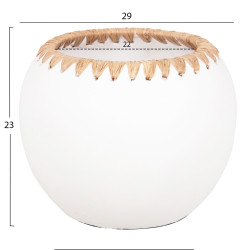 Διακοσμητικο βαζο hm4375 τερακοτα σε λευκο με πλεξη ψαθασ στο στομιο φ29x23υεκ. ** Διακοσμητικο βαζο hm4375 τερακοτα σε λευκο με πλεξη ψαθασ στο στομιο φ29x23υεκ. **