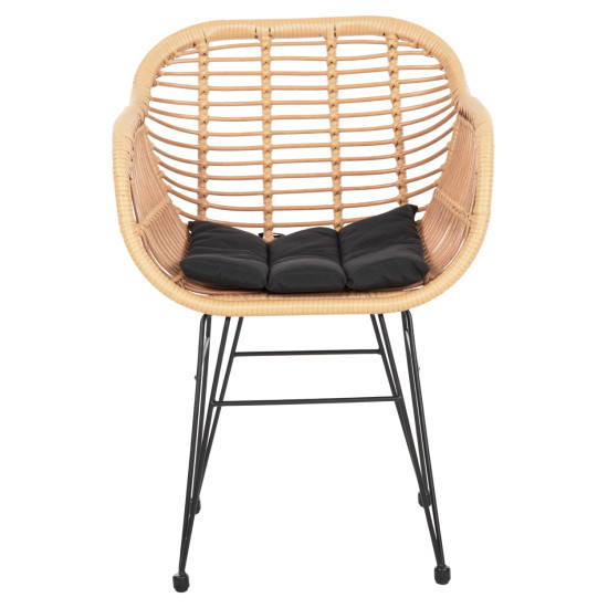 Πολυθρονα με μαξιλαρι μεταλλικη allegra hm5450.31 με wicker μπεζ 58x59x82υ **