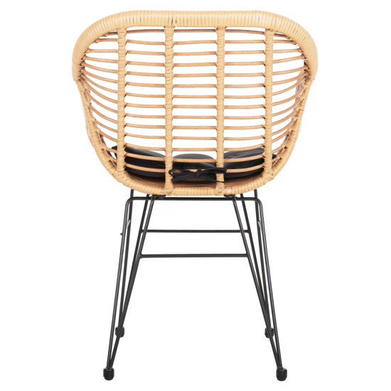 Πολυθρονα με μαξιλαρι μεταλλικη allegra hm5450.31 με wicker μπεζ 58x59x82υ **