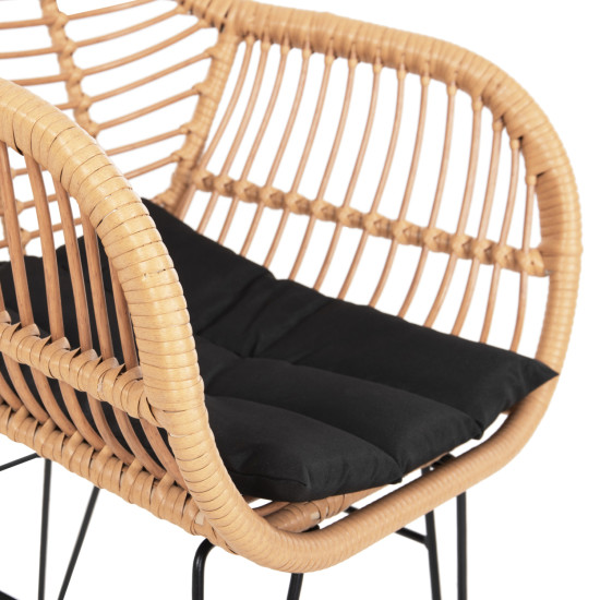 Πολυθρονα με μαξιλαρι μεταλλικη allegra hm5450.31 με wicker μπεζ 58x59x82υ **
