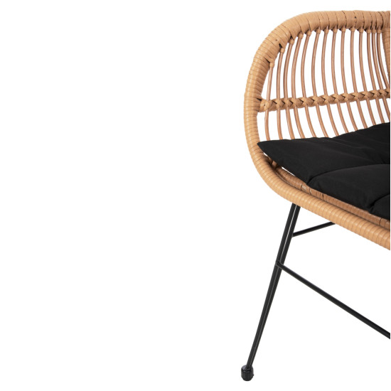 Πολυθρονα με μαξιλαρι μεταλλικη allegra hm5450.31 με wicker μπεζ 58x59x82υ **