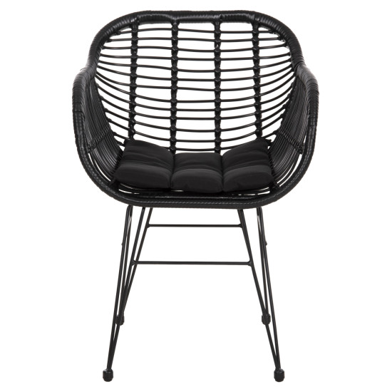 Πολυθρονα με μαξιλαρι μεταλλικη allegra hm5450.32 με wicker μαυρο 58x59x82υεκ. **