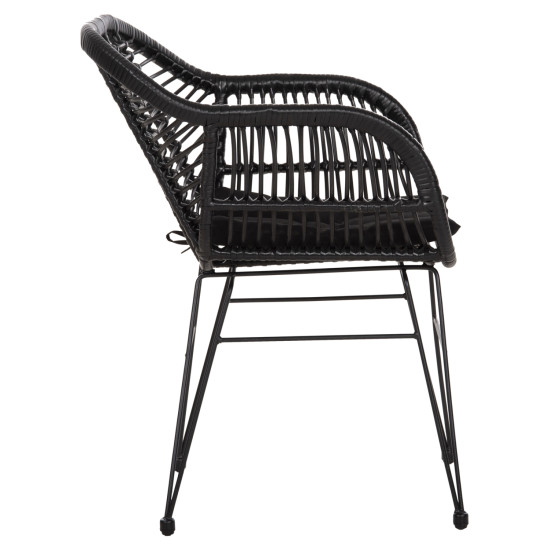 Πολυθρονα με μαξιλαρι μεταλλικη allegra hm5450.32 με wicker μαυρο 58x59x82υεκ. **