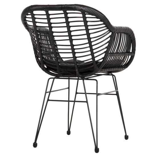 Πολυθρονα με μαξιλαρι μεταλλικη allegra hm5450.32 με wicker μαυρο 58x59x82υεκ. **