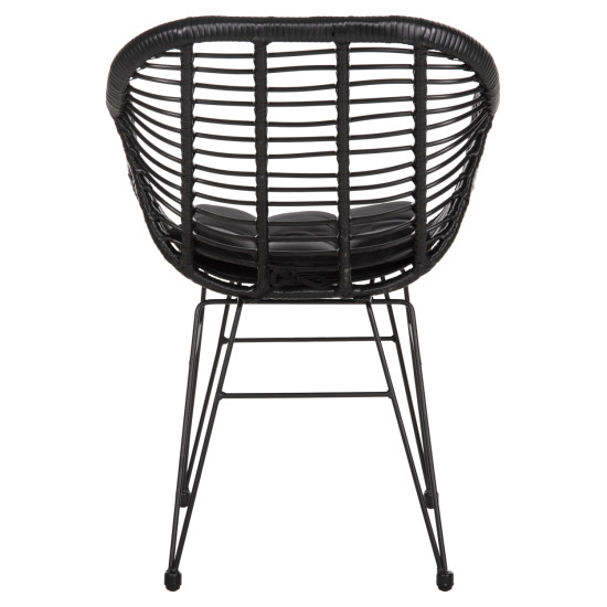 Πολυθρονα με μαξιλαρι μεταλλικη allegra hm5450.32 με wicker μαυρο 58x59x82υεκ. **