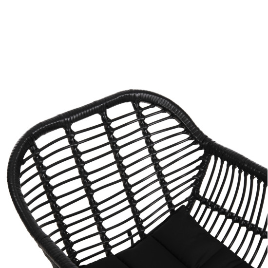 Πολυθρονα με μαξιλαρι μεταλλικη allegra hm5450.32 με wicker μαυρο 58x59x82υεκ. **