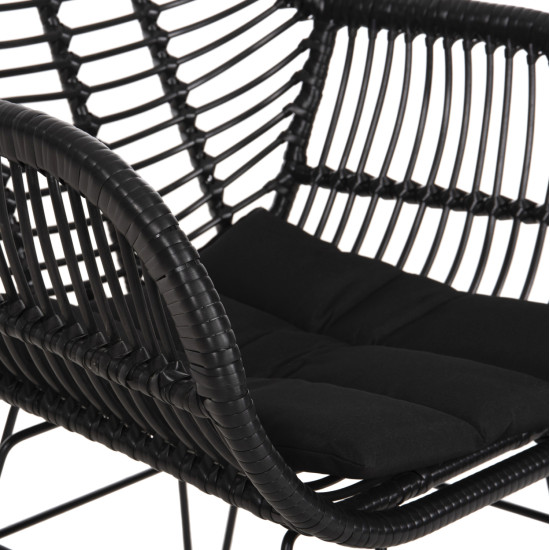 Πολυθρονα με μαξιλαρι μεταλλικη allegra hm5450.32 με wicker μαυρο 58x59x82υεκ. **