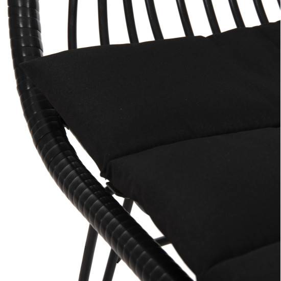Πολυθρονα με μαξιλαρι μεταλλικη allegra hm5450.32 με wicker μαυρο 58x59x82υεκ. **